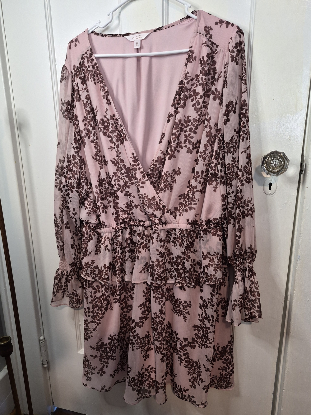 LC Lauren Conrad Pink Dress with Brown Floral Print